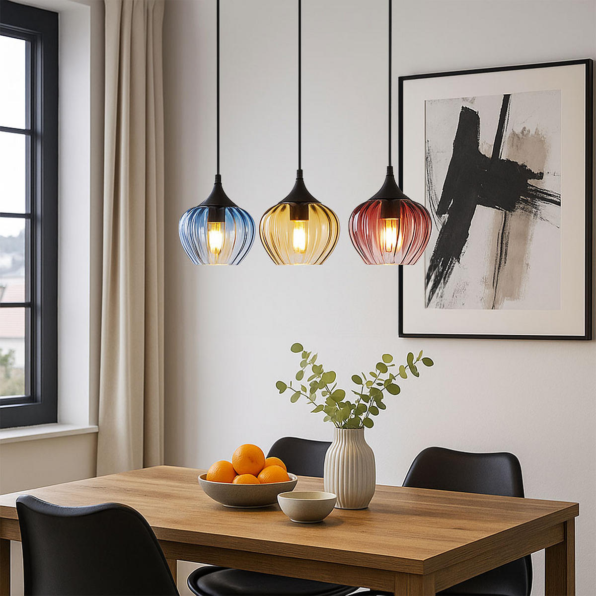 LED HÄNGELEUCHTE Metall Glas Bunt - Multicolor, Glas (80/18/150cm) - Globo Lighting