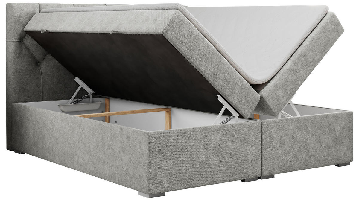 BOXBETT ALDA 140/200 Hellgrau Struktur - H3 - Hellgrau, Holz/Textil (140/200cm) - MKS