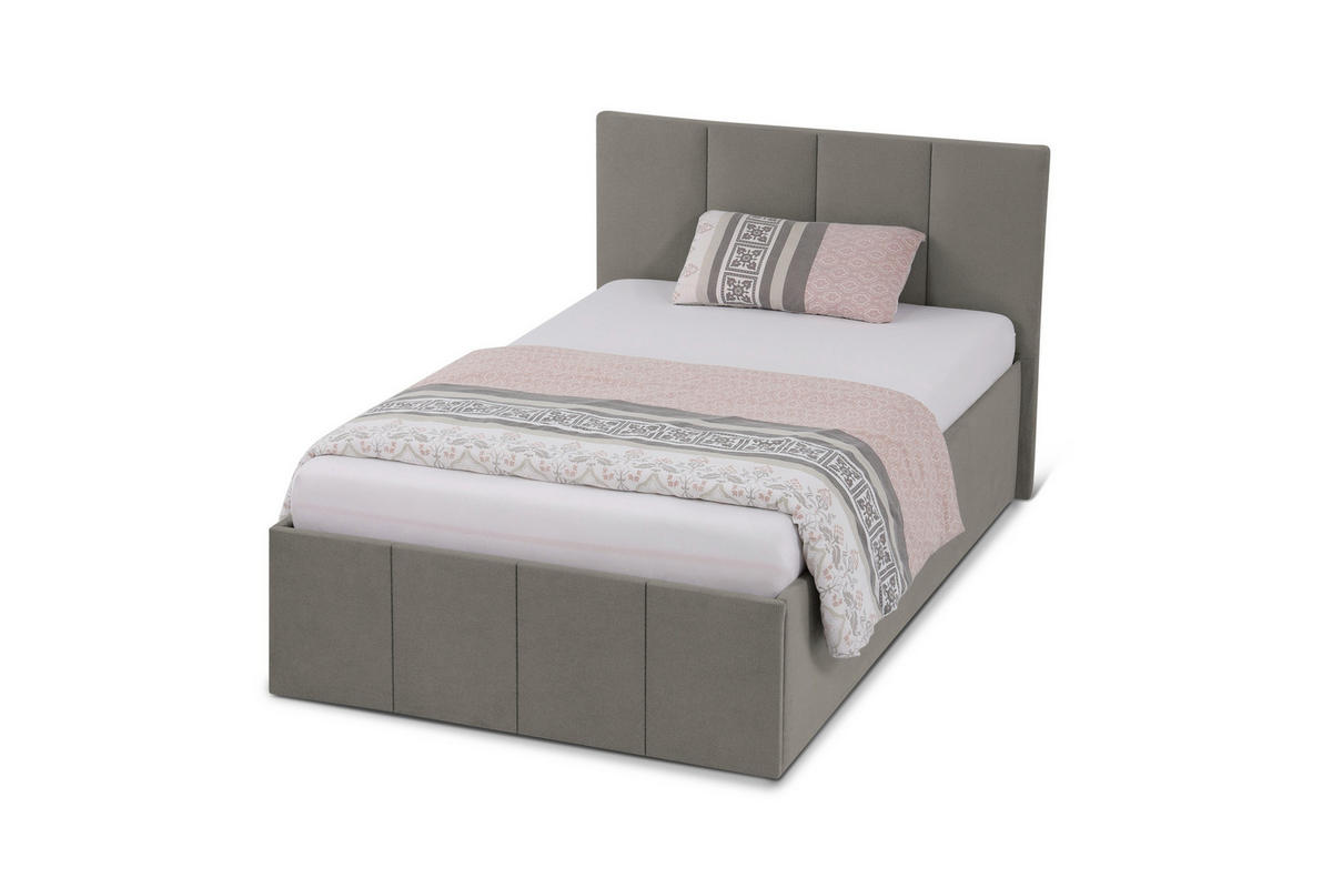 POLSTERBETT Dalas Granitgrau 120 x 200 x 40 cm Stauraum Mit hochwertiger Matratze H2 (bis 100 kg) und Lattenrost - Dunkelgrau, Holz (120/200cm) - Halmon Schlafkomfort Betten 