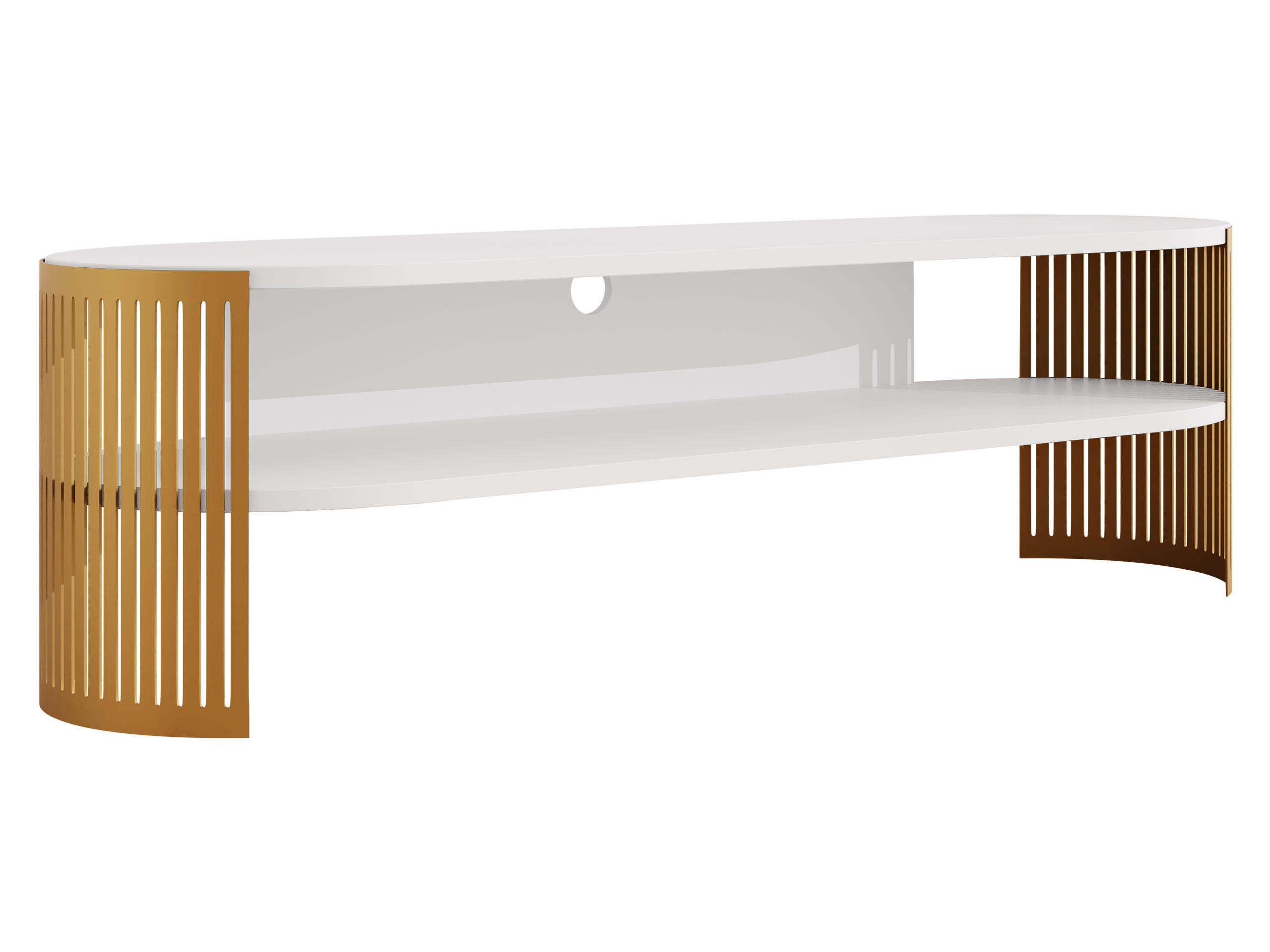 TV-LOWBOARD Fikoli Oval Gold - Goldfarben/Weiß, Holzwerkstoff/Metall (140/40/40cm) - MIRJAN24