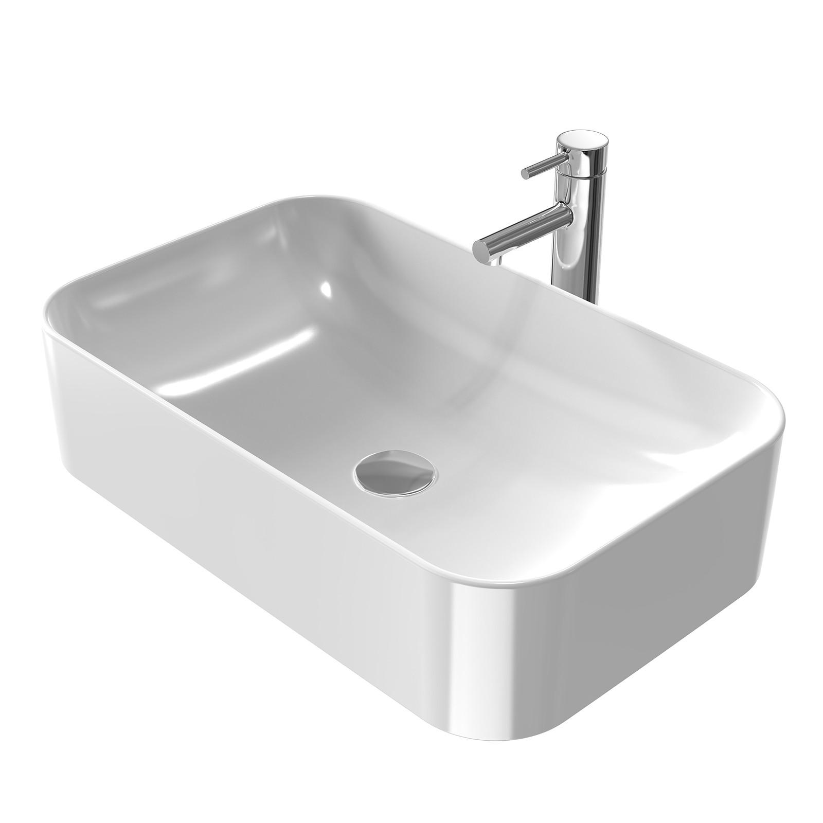 WASCHBECKEN mit pflegeleichter Oberfläche Weiß 61 / 38 / 15 cm - Weiß Hochglanz, Keramik (38/15/61cm) - EMKE