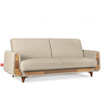 3-SITZER-SCHLAFSOFA GUSTAVO mit Armlehnen, creme - Creme/Braun, Holz/Holzwerkstoff (230/98/98cm) - KONSIMO®