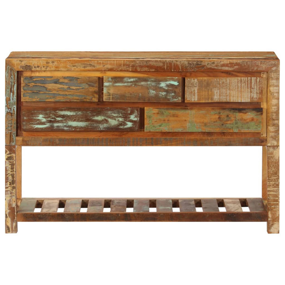 SIDEBOARD mit 5 Schubladen und Ablage, 120/30/75 cm, aus Massives Altholz - Multicolor, Holz (120/75/30cm) - vidaXL