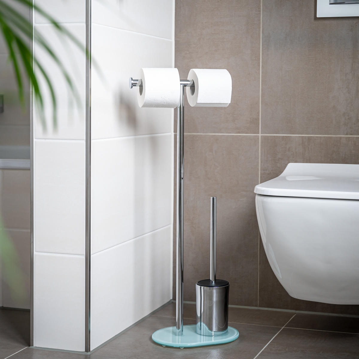 STAND-WC-GARNITUR, weiß, Edelstahl - Weiß, Metall (28.5/72.5/12cm) - bremermann