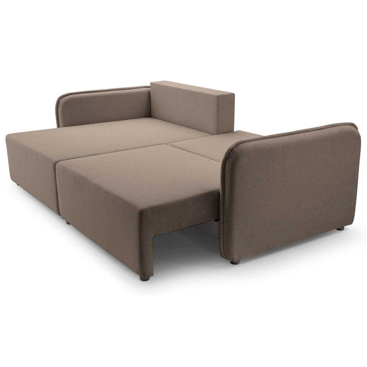 ECKSOFA Kassian, Hellbraun Strukturstoff, linksseitig - Hellbraun/Schwarz, Kunststoff/Textil (227/147cm) - Selsey