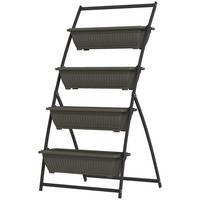 PFLANZENTREPPE Blumenregal für Garten, Stahl, Braun, 76 x 79 x 162 cm - Braun, Metall (79/162/76cm) - Outsunny