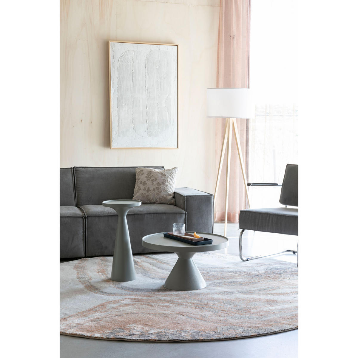 BEISTELLTISCH Flos Rund 28 cm Grau - Grau, Metall (28/28/56cm) - Zuiver