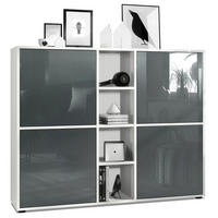 HIGHBOARD Cuba Türen in Grau Hochglanz - Grau, Holzwerkstoff (130.5/105.5/35.5cm) - Vladon