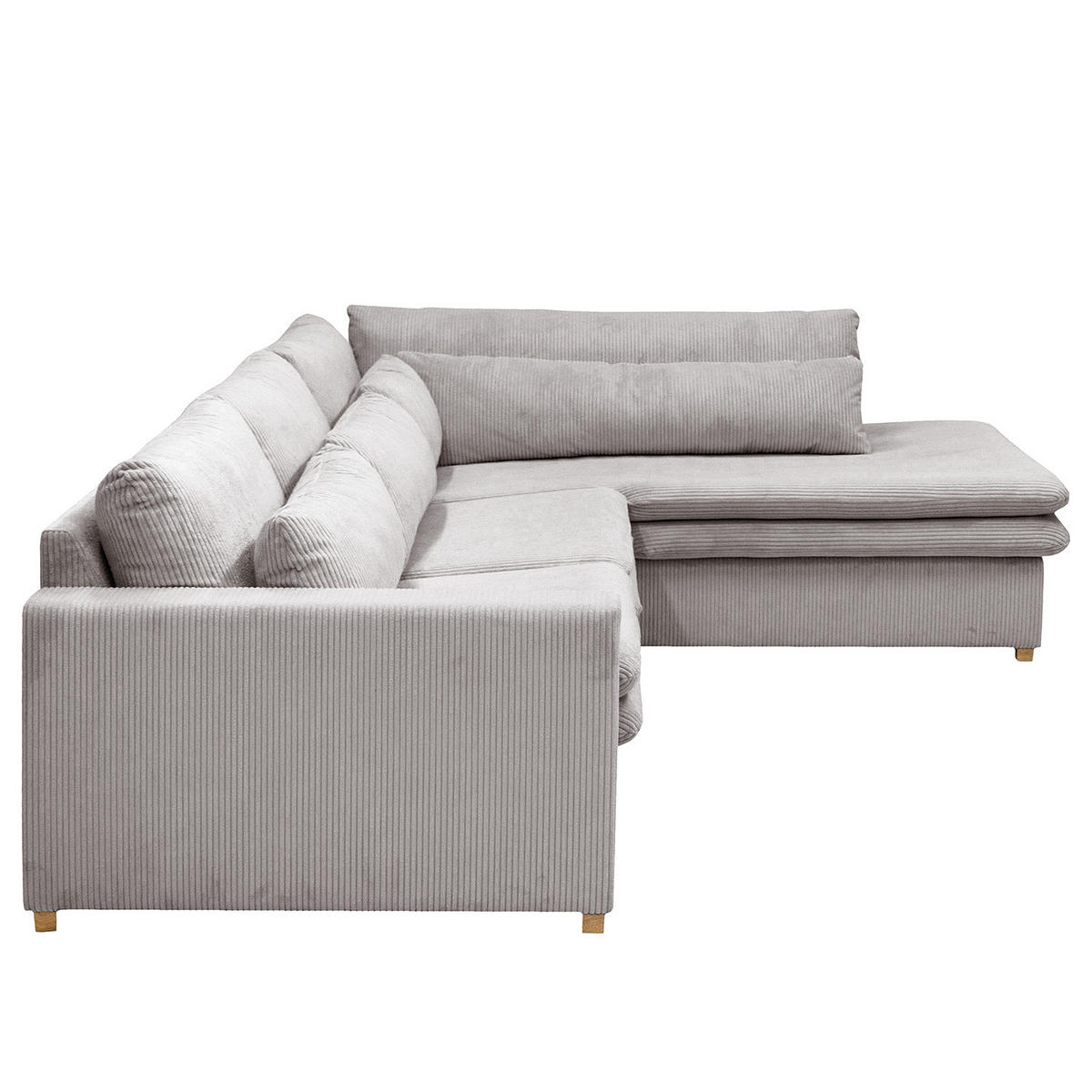 ECKSOFA mit Ottomane - Hellgrau, Textil (299/216cm) - home24