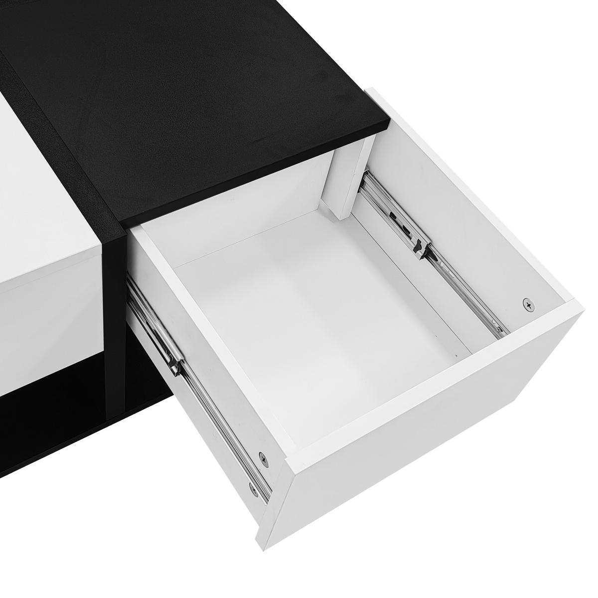 COUCHTISCH 70/70/35,5 cm schwarz-weiß mit 2 Schubladen - Schwarz, Holzwerkstoff (70/70/35.5cm) - OKWISH