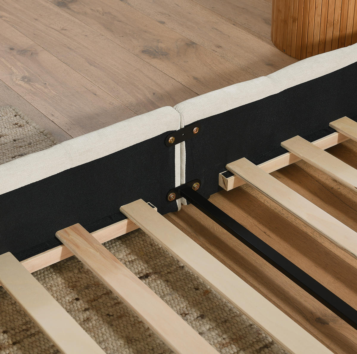 POLSTERBETT 160/200 cm mit quadratischer Steppung und stabilem Holz-Eisen-Rahmen, Beige - Beige, Kunststoff (160/200cm) - Redom