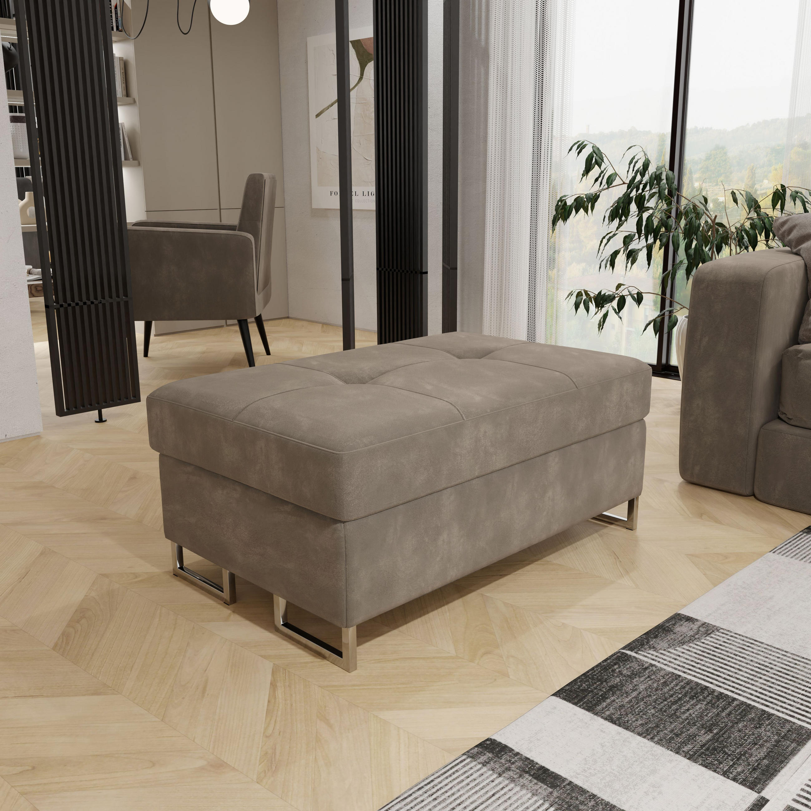 POLSTERHOCKER BARLET Beige 100x60 cm - Beige, Textil (100/41/60cm) - MASSENO