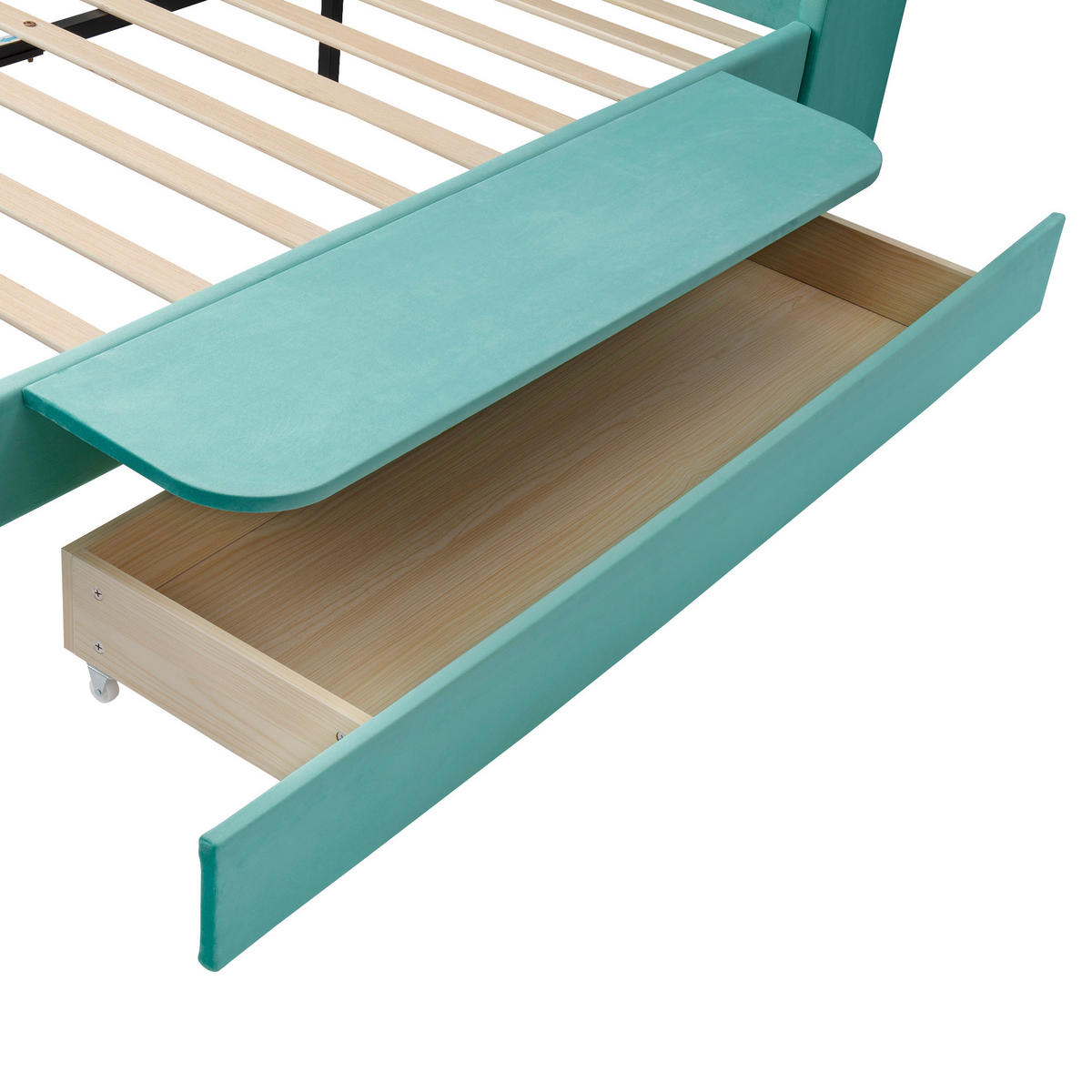 POLSTERBETT Kinder 140x200 cm mit Schublade und Ablage Blue-Green - Blau, Holz (140/200cm) - Meubliv
