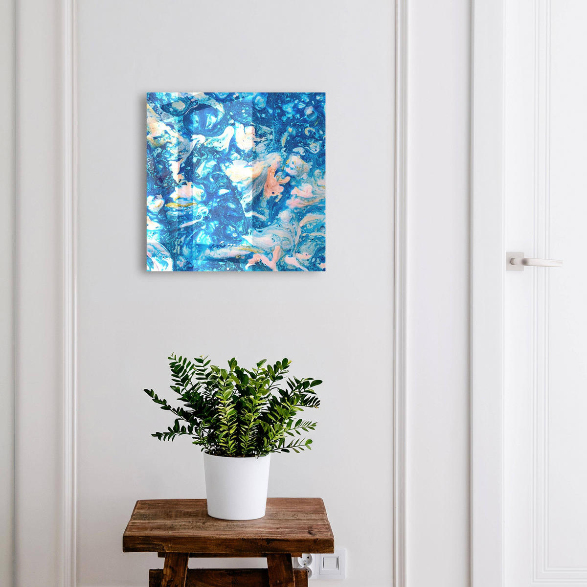 SCHLÜSSELBOX Schwarz 30x30 cm- Türöffnung nach rechts - Bunte Wirbel - Blau, Metall (30/30/5cm) - TULUP