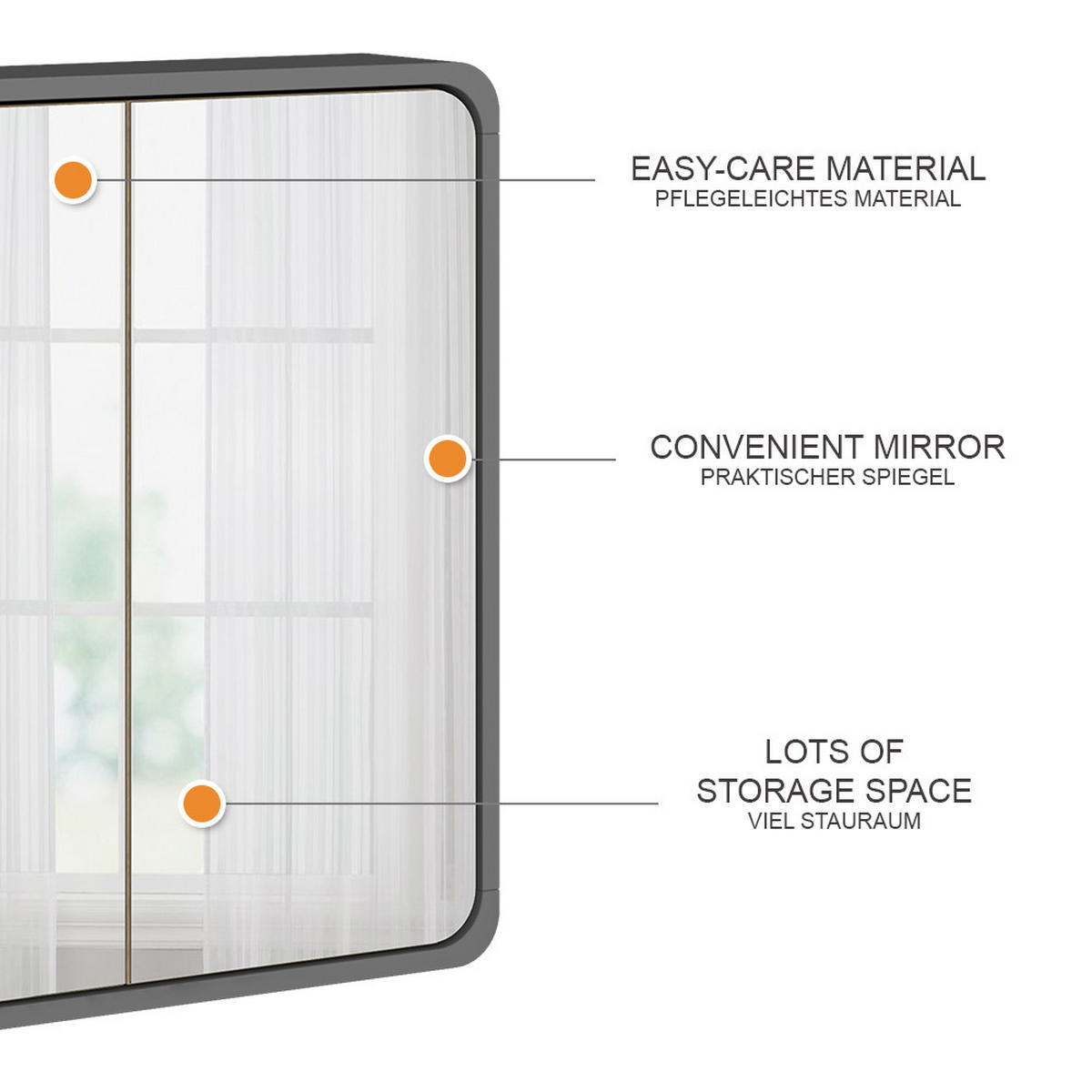 KOUPELNOVÁ ZRCADLOVÁ SKŘÍŇKA Arla Antracit - antracitová/barva dubu, kompozitní dřevo (60/60/12cm) - Vicco