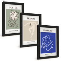 BILDER SET 3er Set - 20x30 cm Schwarzer Rahmen - Henri Matisse Pastellgrafiken - Schwarz, Kunststoff (20/30cm) - TULUP