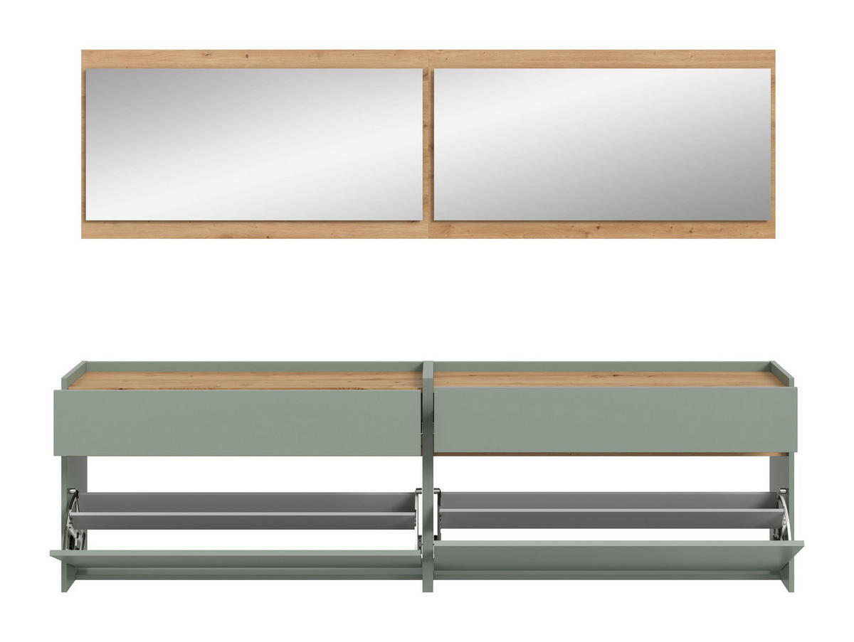 GARDEROBEN-SET DRIVE 4-tlg. (B/H/T: ca. 220/192/32 cm) in Salbei/Salbei - Salbeigrün, Holzwerkstoff (220/192/32cm)