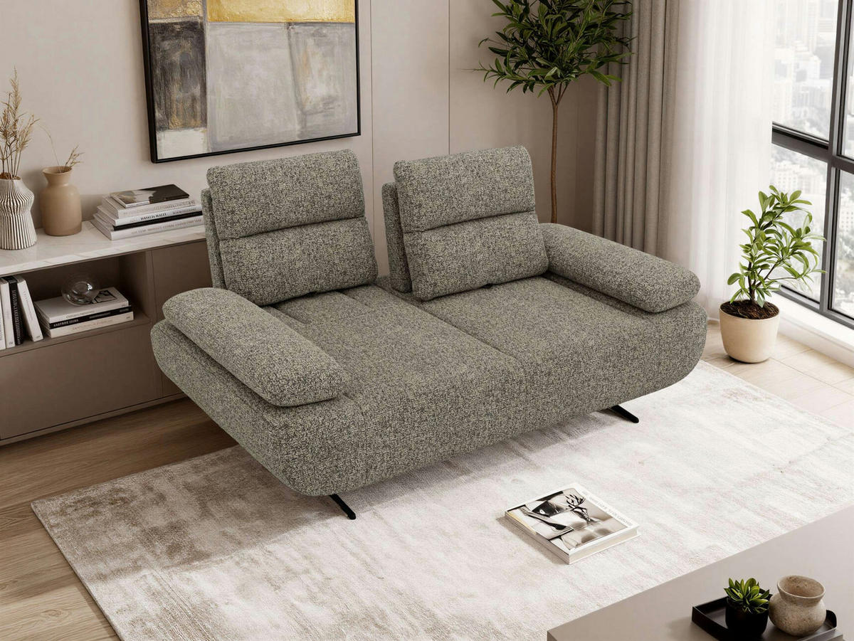 DVOUMÍSTNÁ POHOVKA SORAE - Šedá Strukturovaná látka - šedá/černá, kov/textil (182/94/107cm) - MKS