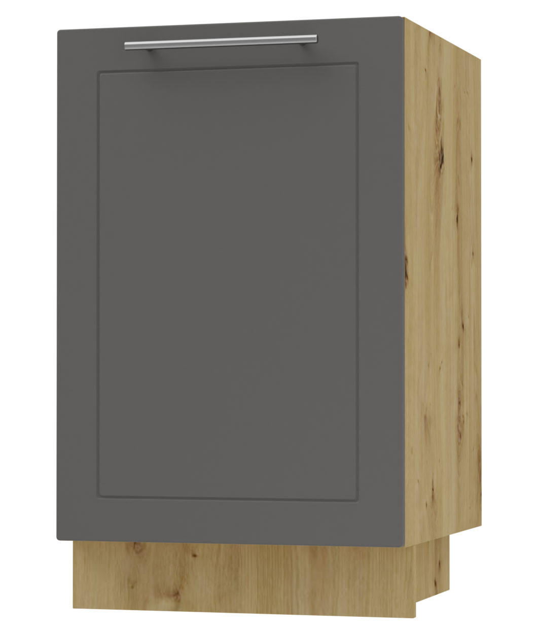 KÜCHENUNTERSCHRANK Kvantum D1D/50 Graphit Matt / Eiche Artisan Matt 50 / 50 / 82cm - Graphitfarben/Eiche Artisan, Holz/Holzwerkstoff (50/82/50cm) - Feldmann-Wohnen