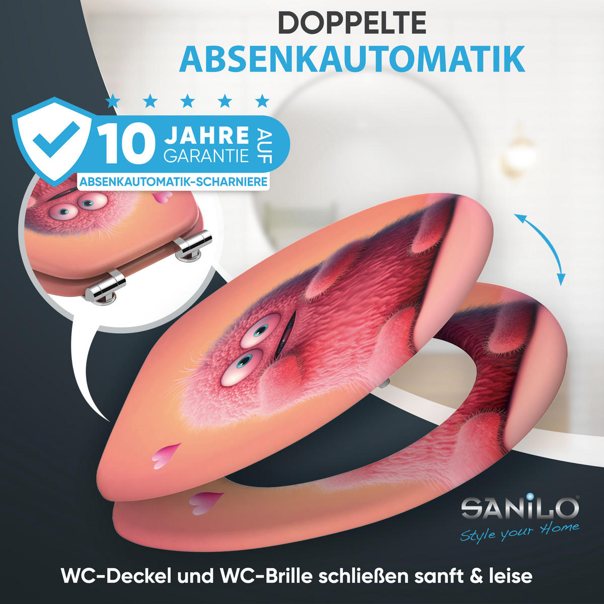 WC Sitz mit Absenkautomatik Coco - Hellrosa, Holzwerkstoff (38/6/47cm) - Sanilo