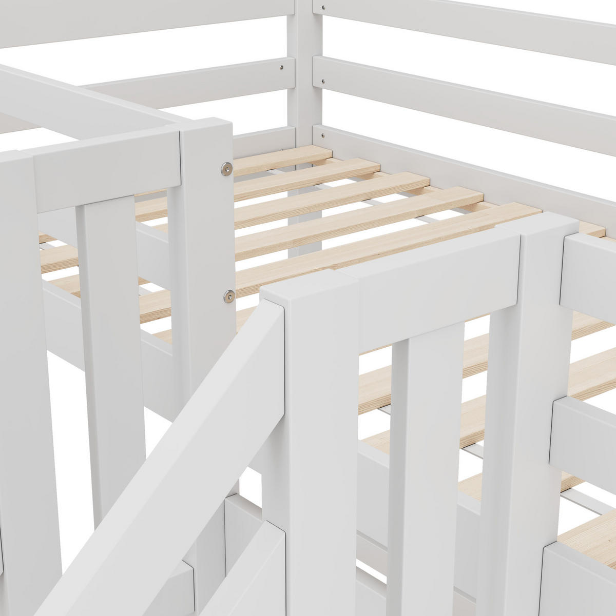 HOCHBETT mit 3 Betten und Stauraum 90x200 cm Kiefernholz Weiß - Weiß, Holzwerkstoff (90/200cm) - Beauniv