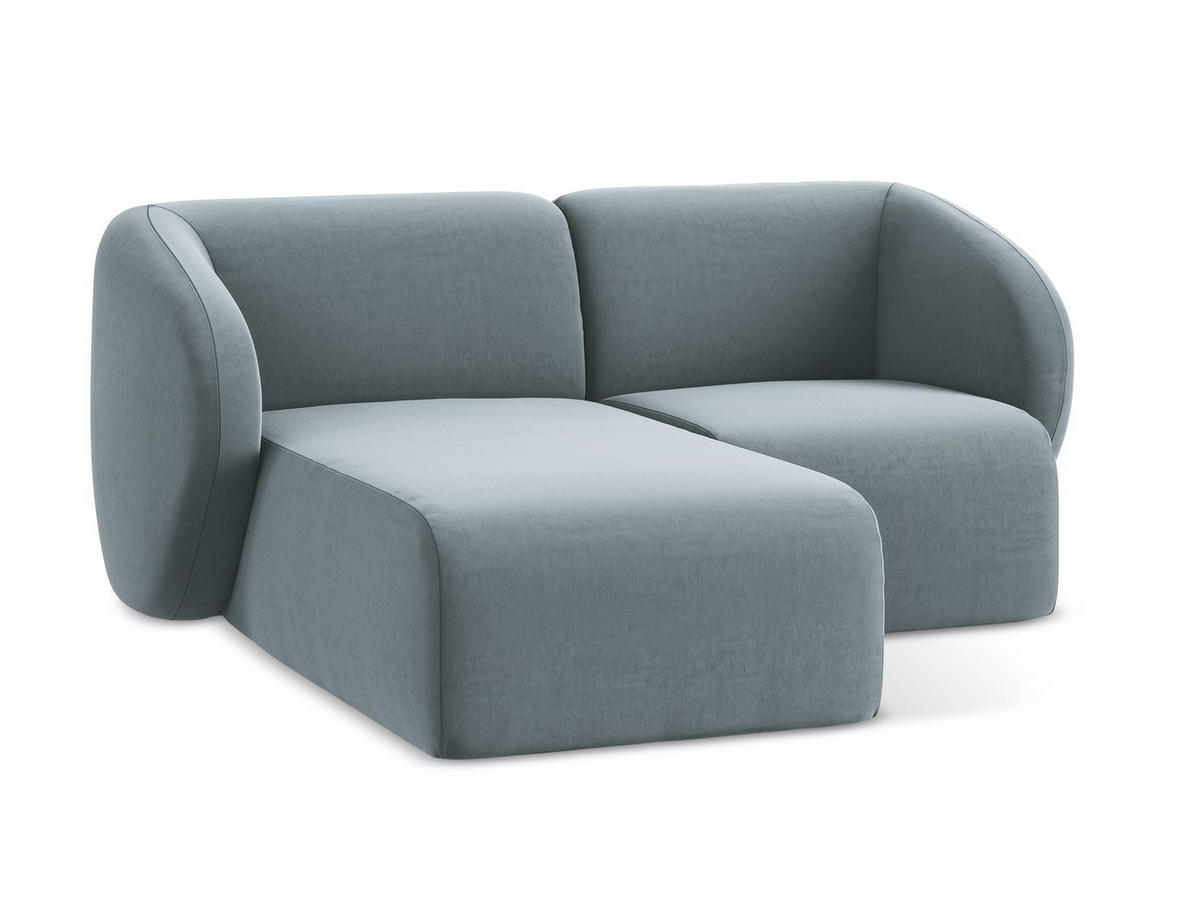 ECKSOFA Links Samt Stoff Blau - Schwarz/Hellblau, Holzwerkstoff/Kunststoff (178/166cm) - Makamii
