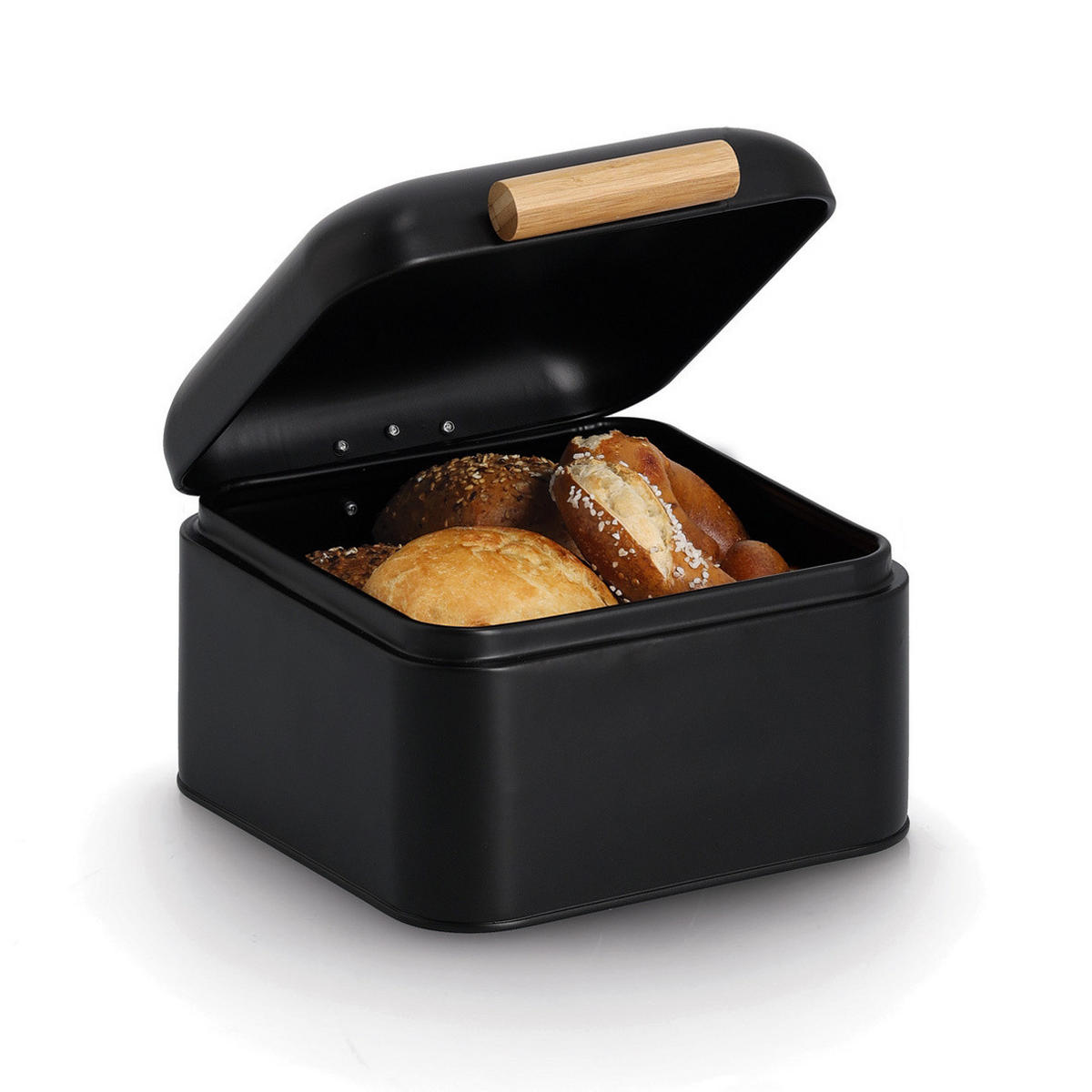 BROTKASTEN aus Metall 20/20/13,5 cm - Schwarz, Naturmaterialen (20/13.5/20cm) - ZELLER