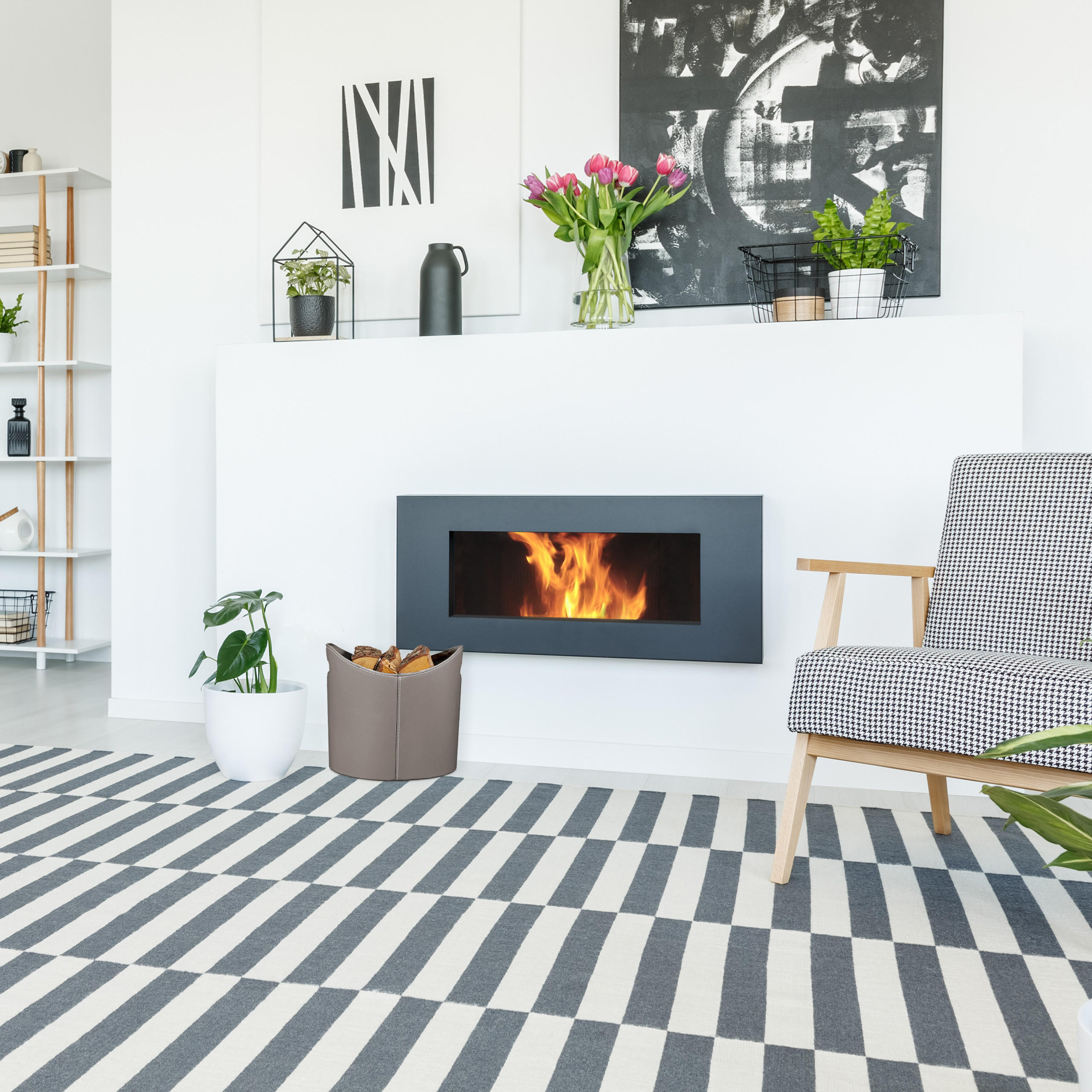 Thumbnail - Relaxdays Holzkorb, Anthrazit, Kunststoff, Wellpappe, Metall, 38x32x38 cm, Kleinmöbel, Kamine & Zubehör, Holzkörbe & Zub...