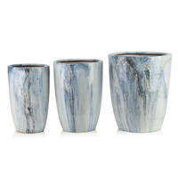 BLUMENTOPF Neva 3er Set Blau 37/37/45.5 cm Keramik - Blau, Keramik (37/45.5/37cm) - Mondex