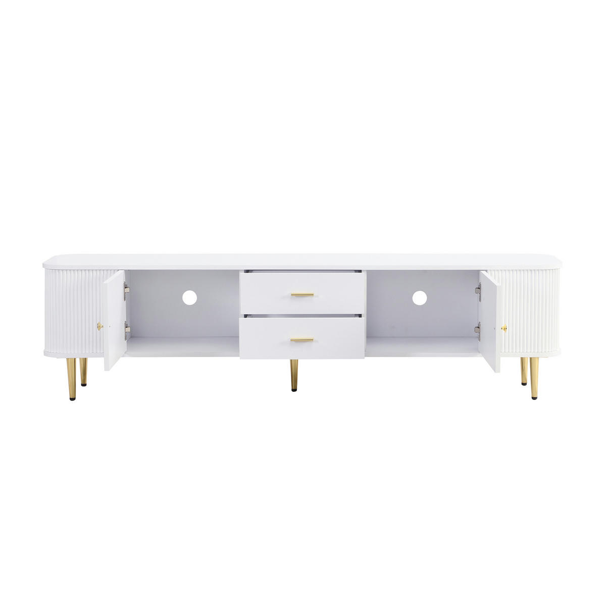 LOWBOARD 170/34/45 cm aus MDF mit 2 Schubladen und gewellten Seiten Weiß - Weiß, Holzwerkstoff (170/45/34cm) - Modenvie