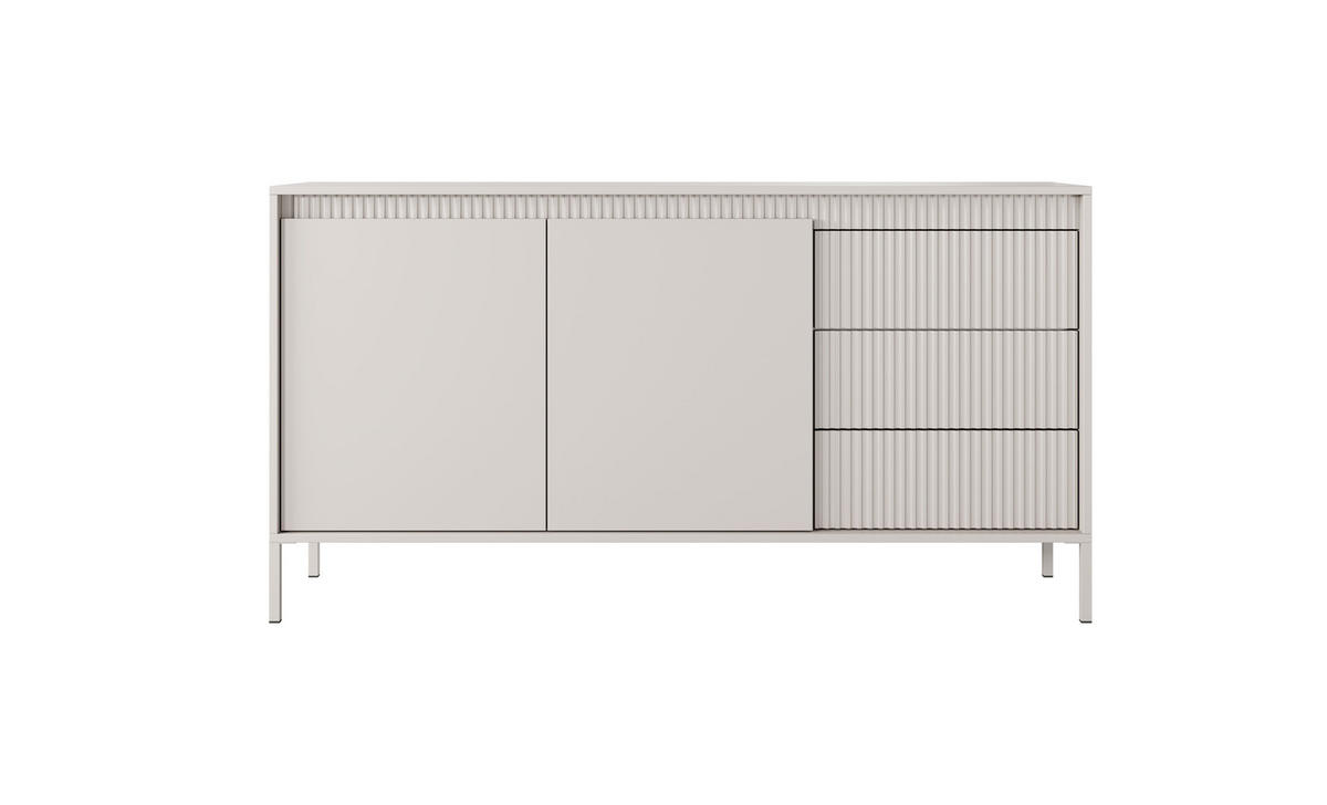 SIDEBOARD Ferrato B 153 cm Beige - mit 2 Türen und 3 geriffelten Schubladen rechts - Beige, Holz/Holzwerkstoff (153/81/39cm) - Ravio