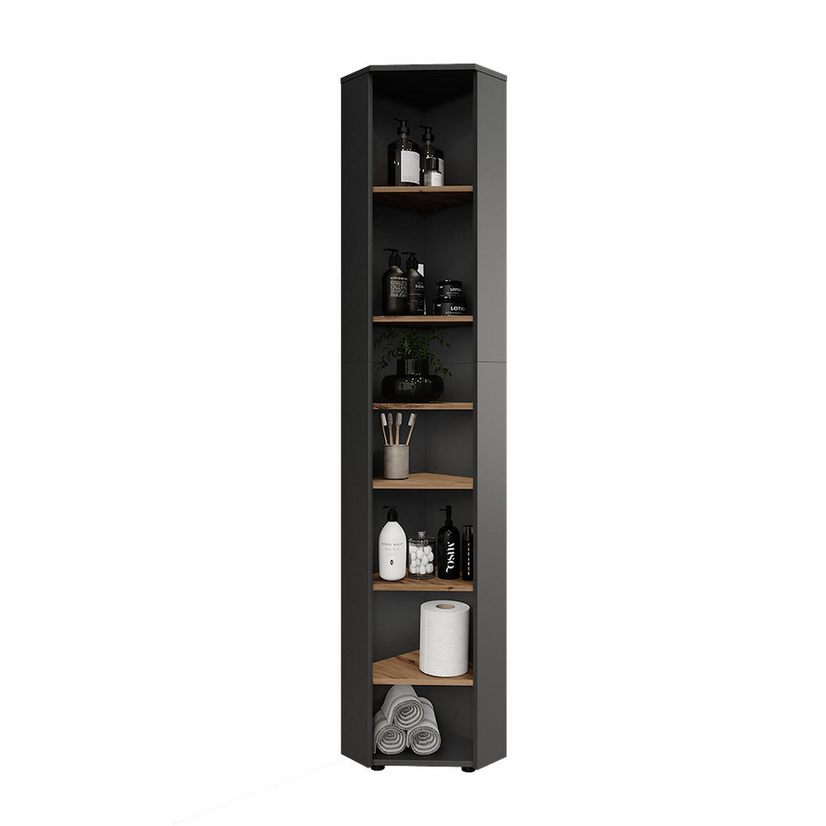 ECKHOCHSCHRANK Irma Anthrazit/Artisan 33 x 192 cm 7 Fächer - Anthrazit/Eiche Artisan, Holzwerkstoff (33/192/33cm) - Vicco