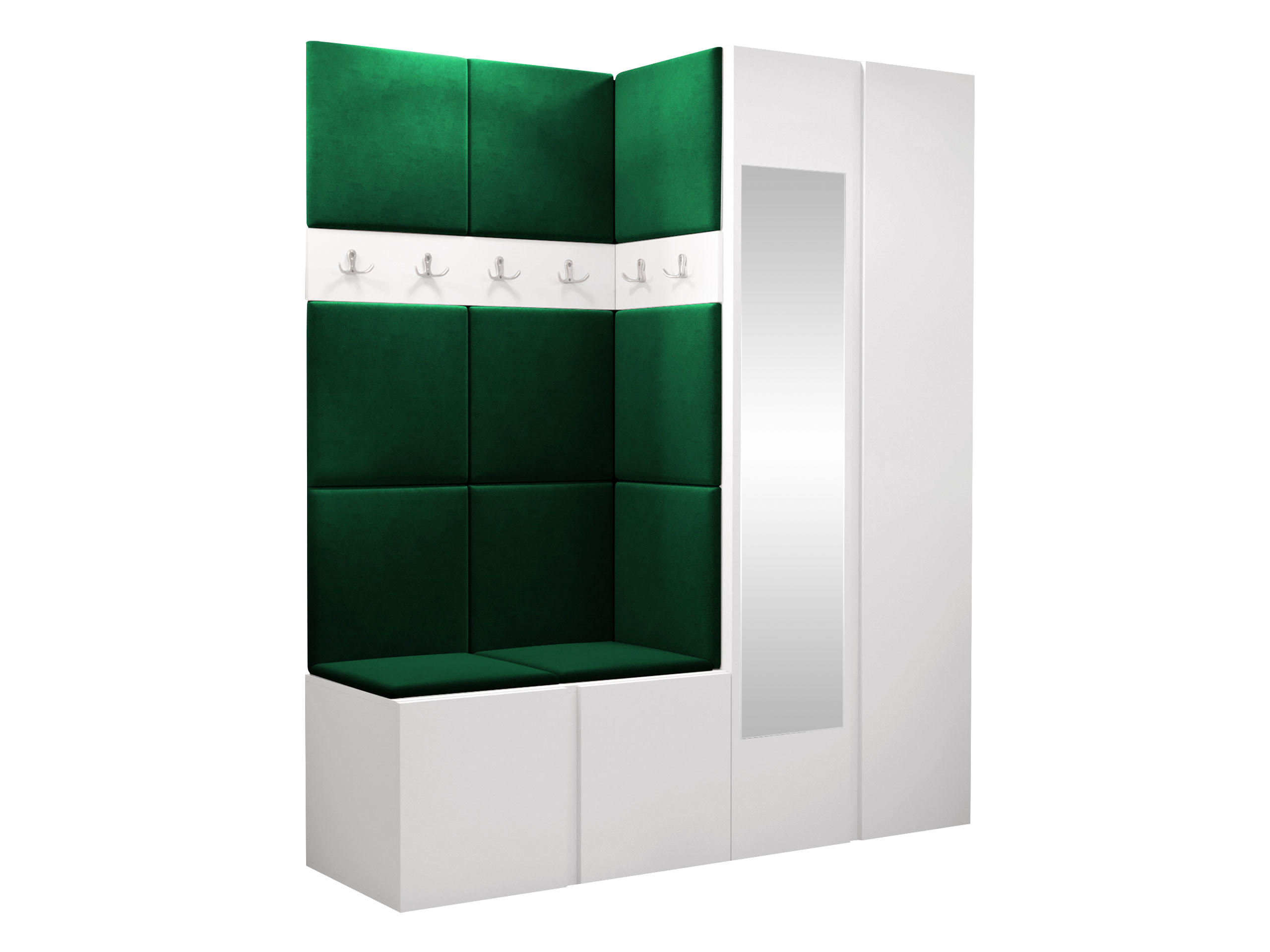 GARDEROBEN-SET Orion XII - Weiß/Grün, Holzwerkstoff/Kunststoff (158/186/46cm) - MIRJAN24