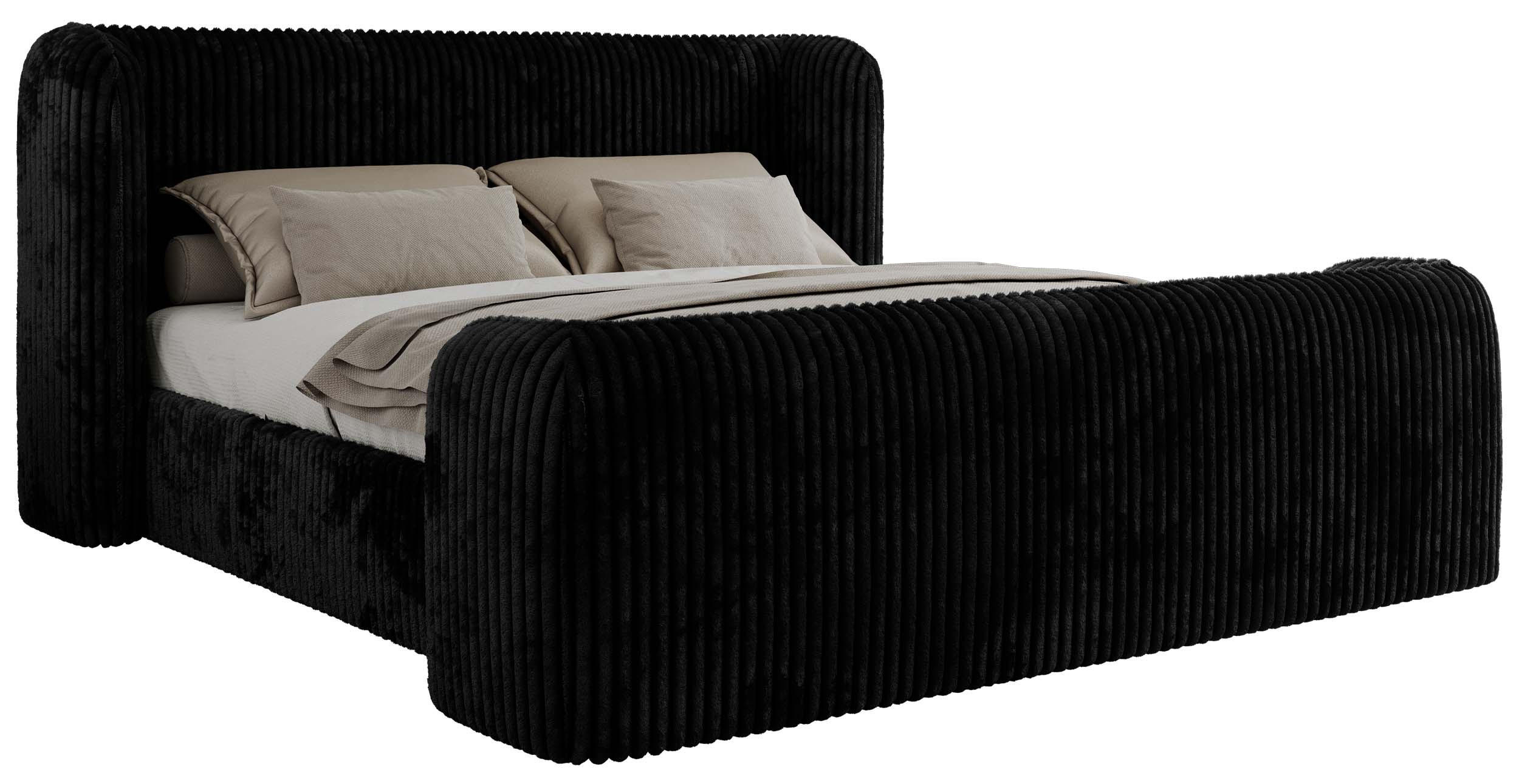 POLSTERBETT EMORA CLASSIC DUO 160/200 - Schwarz Cord - Schaum-Matratze - Schwarz, Textil (160/200cm) - MKS