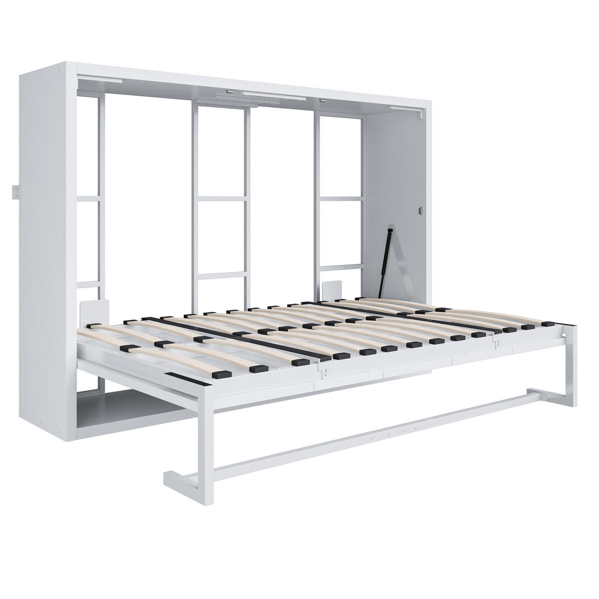 KLAPPBETT 140/200 cm in Weiß mit Wandverriegelung - Weiß, Holzwerkstoff/Metall (140/200cm) - WISHDOR