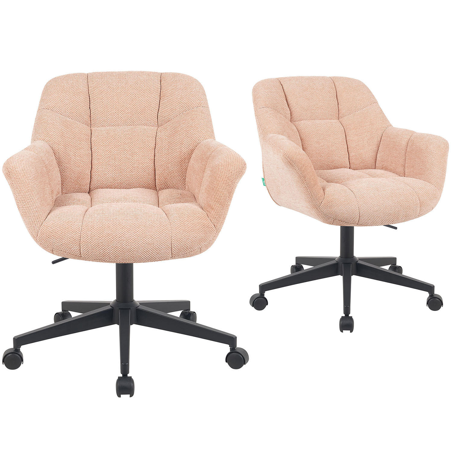 BÜROSTUHL Mika-Nuri - Schwarz/Rosa, Textil/Metall (65/78/66cm) - DUBI Möbel