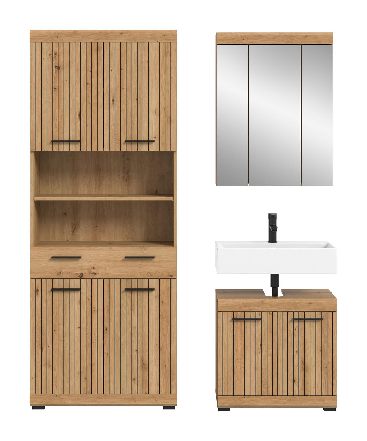 BADEZIMMER Vento 3-tlg. (B/H/T: ca. 149/191/34 cm) in Artisan Eiche /Artisan Eiche - Eiche Artisan, Holz (149/191/34cm)