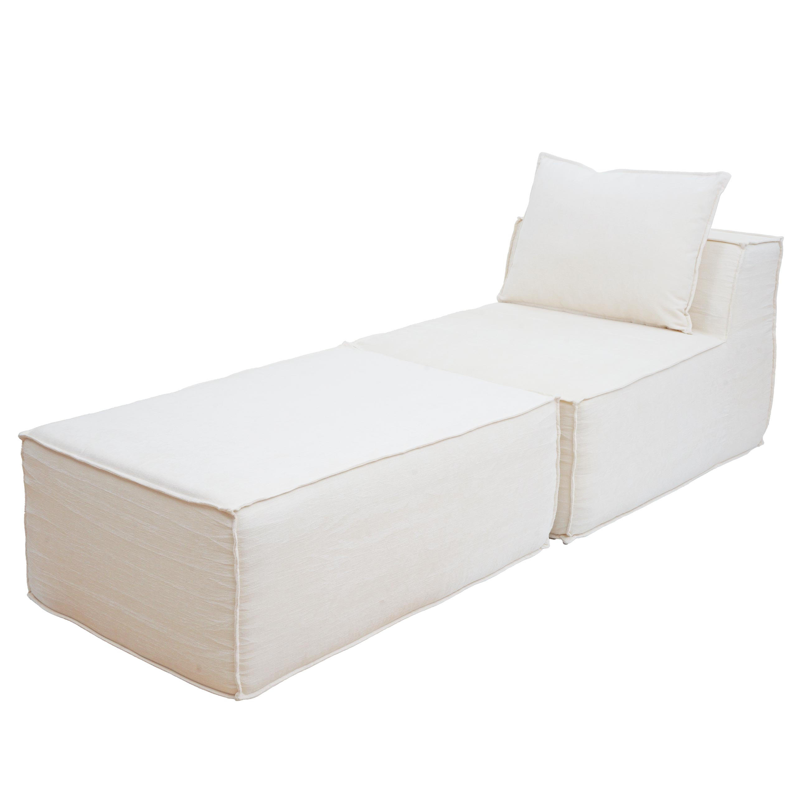 CHAISELONGUE Krémová biela - biela, textil (75/63/194cm) - MCW