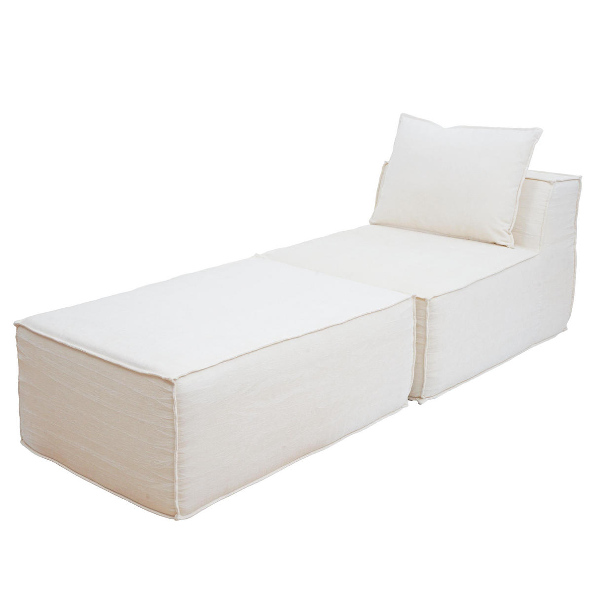 CHAISELONGUE Krémová biela - biela, textil (75/63/194cm) - MCW