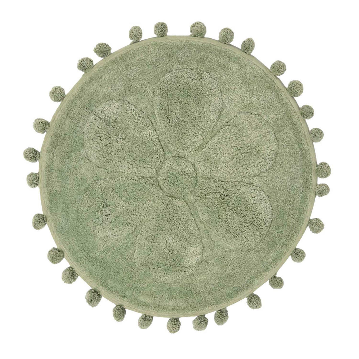 BADEMATTE Blume rund 60 cm, Baumwolle - Salbeigrün, Textil (60/60cm) - Homescapes