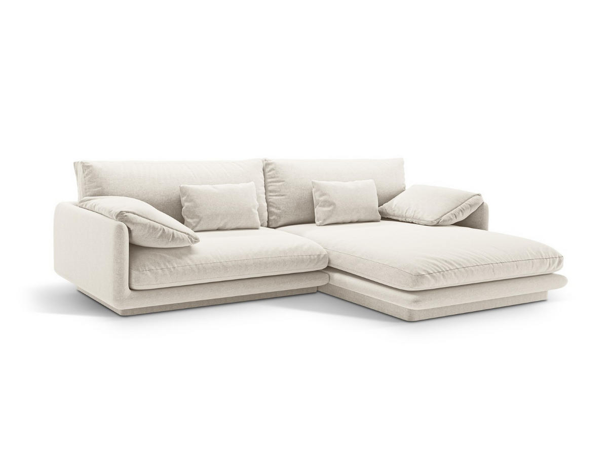 ECKSOFA rechts Torino aus strukturiertem Stoff elfenbein 4 Sitzplätze - Ecru, Textil (170/250cm) - Micadoni