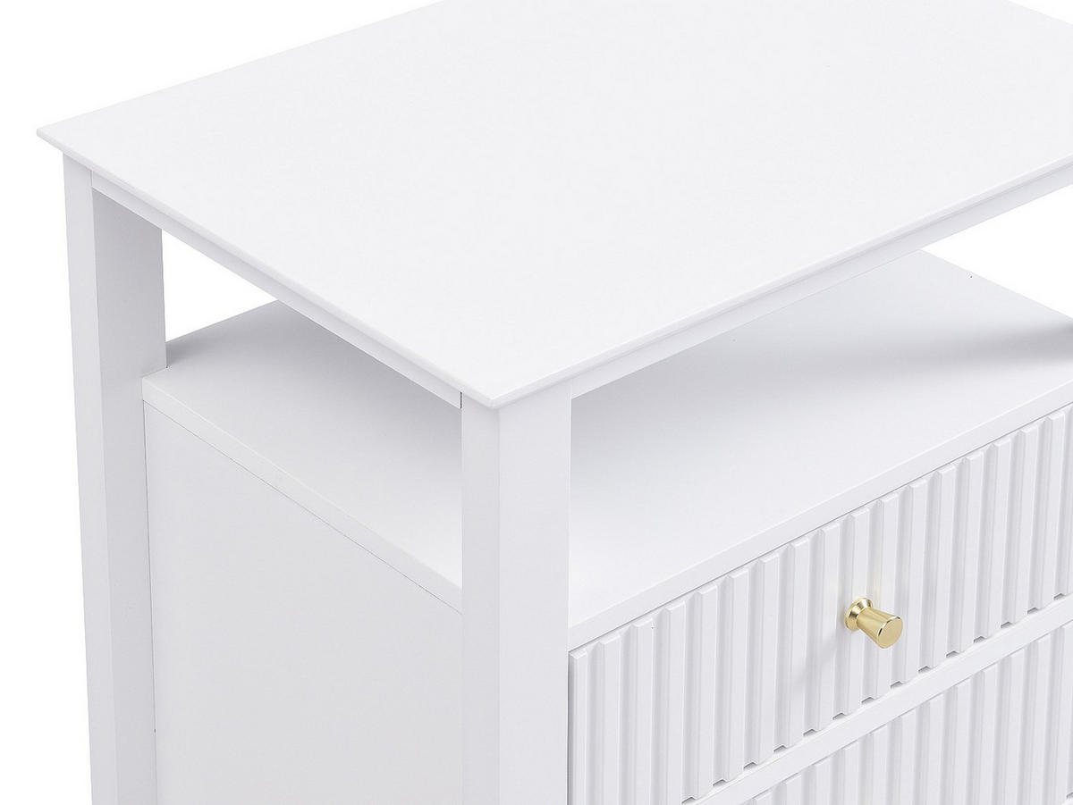 NACHTTISCH 2 Schubladen & 1 Ablage – MDF – Weiß – NIRIVA - Weiß, Holz (48/62/35cm) - Vente-Unique