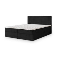 BOXBETT NIRA 160x200 cm mit Matratze und Topper - Schwarz - Schwarz, Holz (160/200cm) - MASSENO