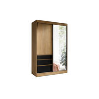 SCHWEBETÜRENSCHRANK HAITI 140/216 cm in Eiche Lefkas / Schwarz - Eichefarben/Schwarz, Holzwerkstoff (140/65/216cm) - Deine Möbel 24
