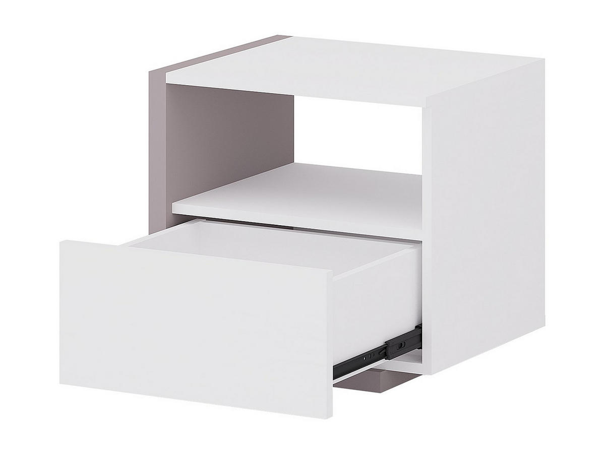 2ER-SET Nachttische skandinavisch mit 1 Schublade & 1 Ablage - Weiß & Taupe - NAPOLI II - Braun, Holz (46.4/43/39cm) - Vente-Unique