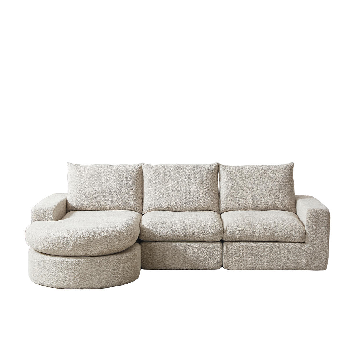 ECKSOFA 251/160/80 cm Sofa beige aus Chenille mit Chaiselongue und Kissen - Beige, Textil (160/251cm) - OKWISH