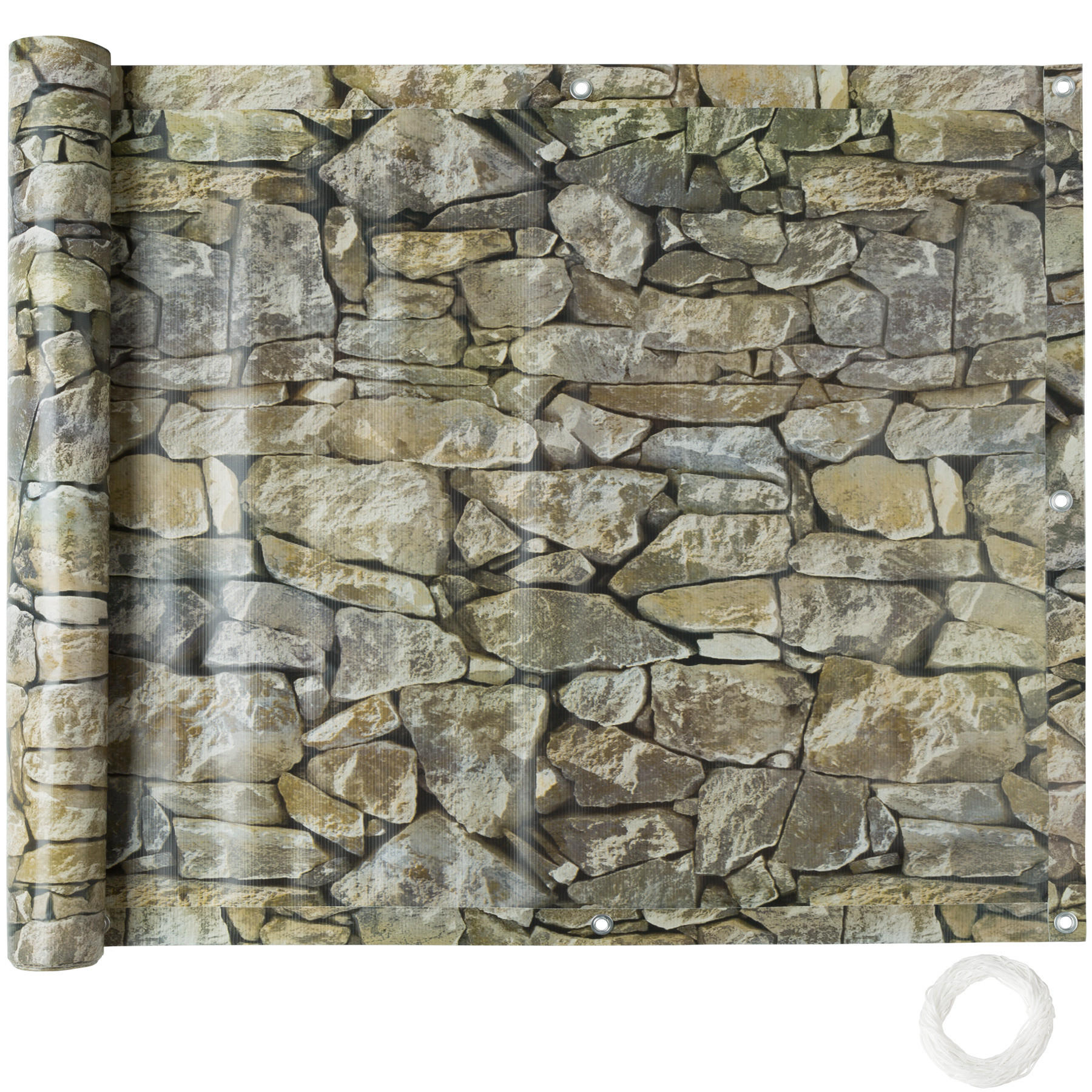 BALKONBESPANNUNG , 600 x 90 cm, stein-optik - Pinienfarben, Kunststoff (90/0.5cm) - tectake