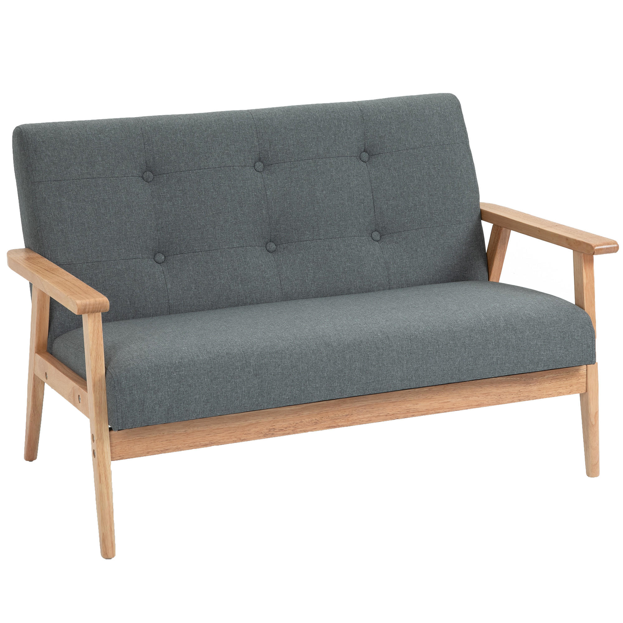2 Sitzer Sofa Doppelsofa Polsterung Loveseat kompakt Leinen Grau - Dunkelgrau, Textil (66.5/73/115cm) - HOMCOM
