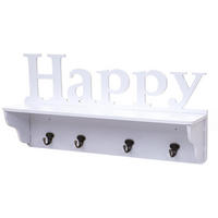 WANDGARDEROBE HAPPY 4 HAKEN Reinweiß - Weiß, Holz (60/30/13cm) - MCW