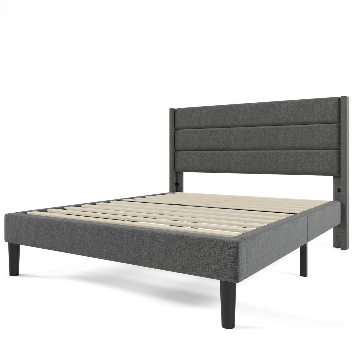 BETT mit Lattenrost 140x200 cm Leinen Dark Grey - Dunkelgrau, Metall (140/200cm) - Meubliv